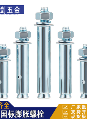 镀锌国标膨胀螺丝加长外膨胀螺栓拉爆胀栓铁膨胀管6M8M10M12M16厘