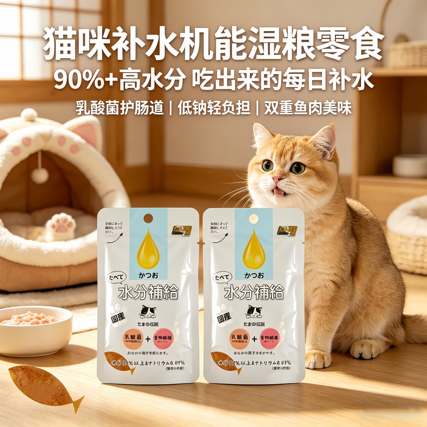 日本三洋的传说补水乳酸菌系列餐包全阶段膳食纤维猫零食湿粮包