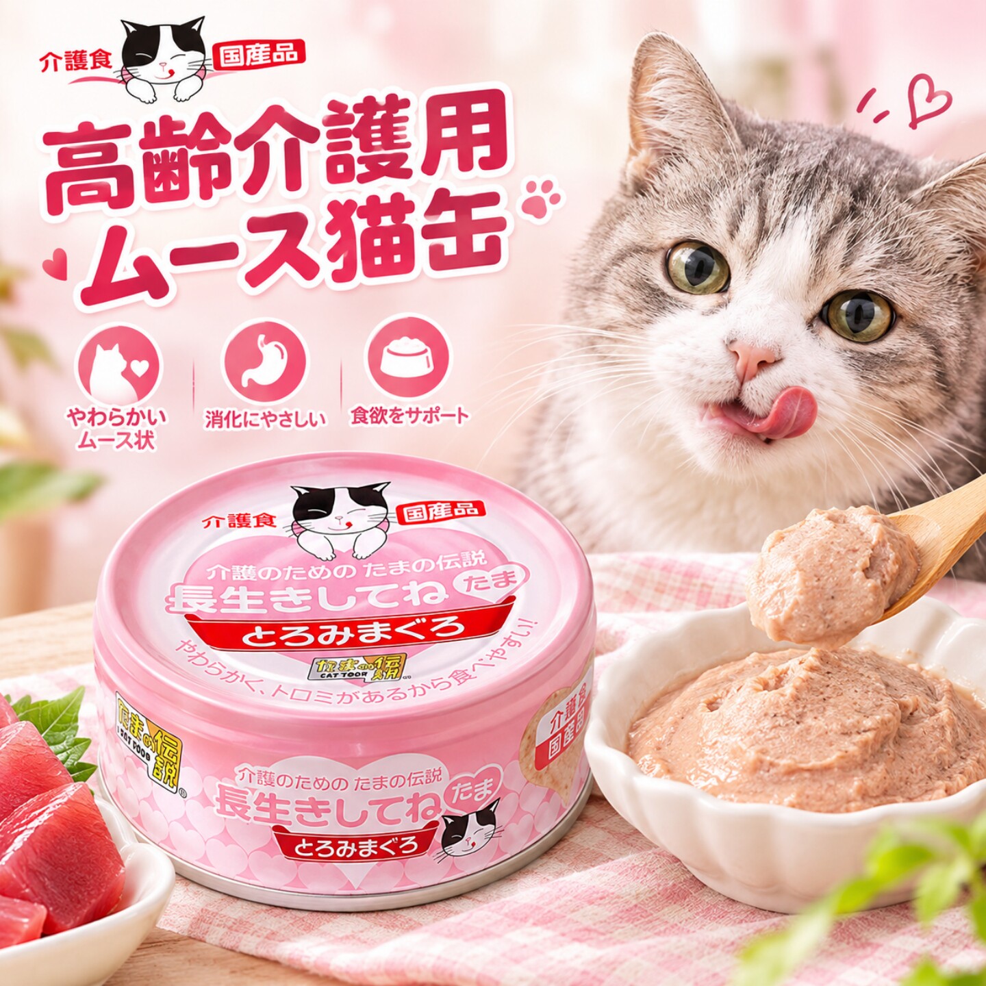 日本进口三洋的传说猫零食罐头肾脏护理介护老猫长寿湿粮易消化