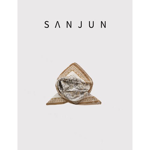 SANJUN【竹影清舒】老钱风桑蚕丝缎面温柔氛围感丝巾SJ054