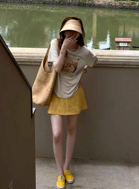 SANJUN【醉榆】夏季新款复古美式风格短袖上衣 75382