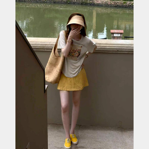SANJUN【醉榆】夏季新款复古美式风格短袖上衣 75382