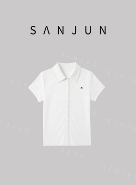 SANJUN【山如簪】新款时尚百搭透气翻领短袖上衣 ZS61S011