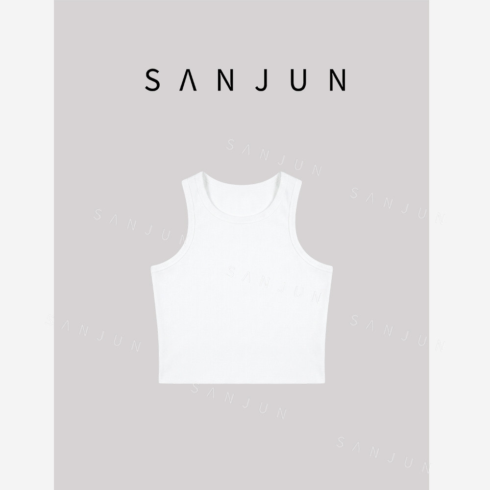 SANJUN【丹若】舒适极简风纯色无袖背心 S087