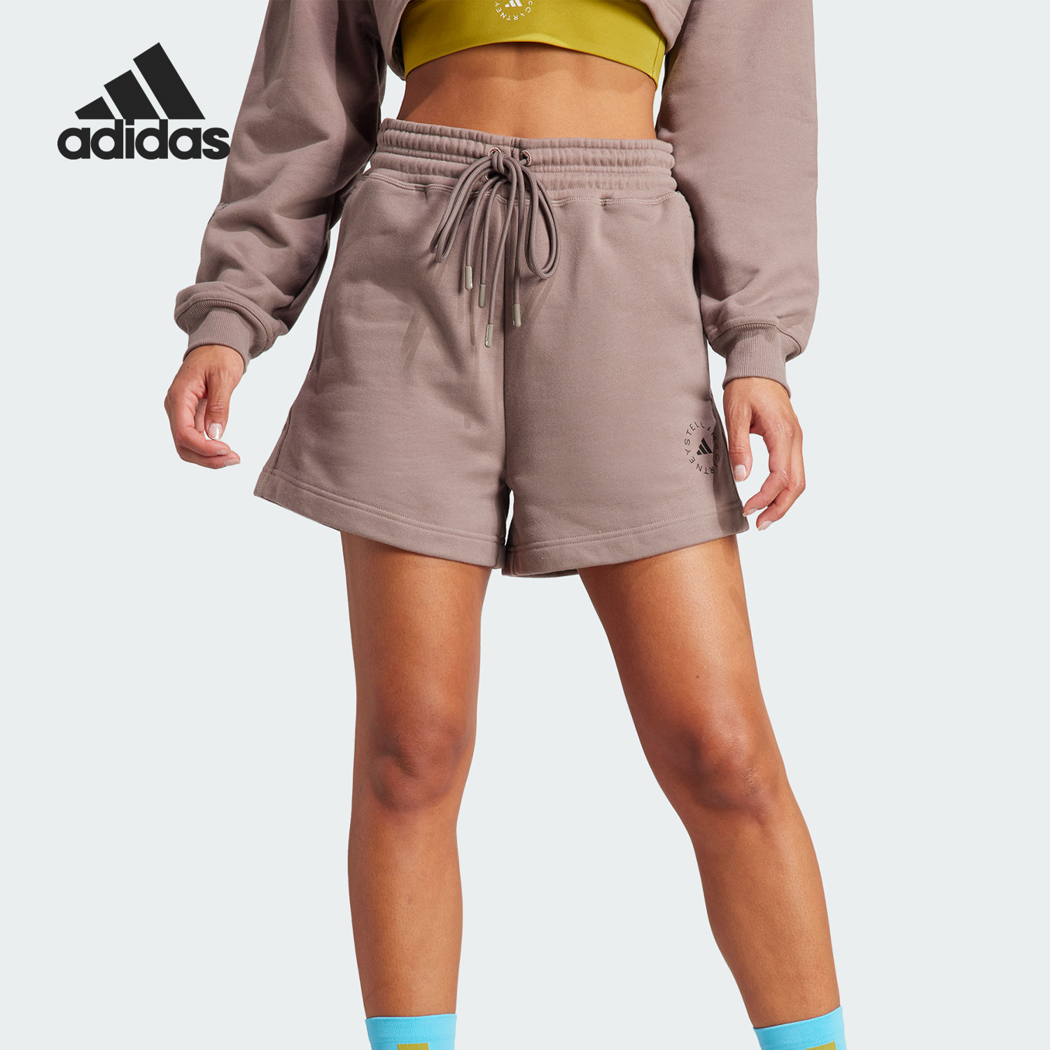 Adidas/阿迪达斯正品透气休闲新款女士系带针织运动短裤IS1219