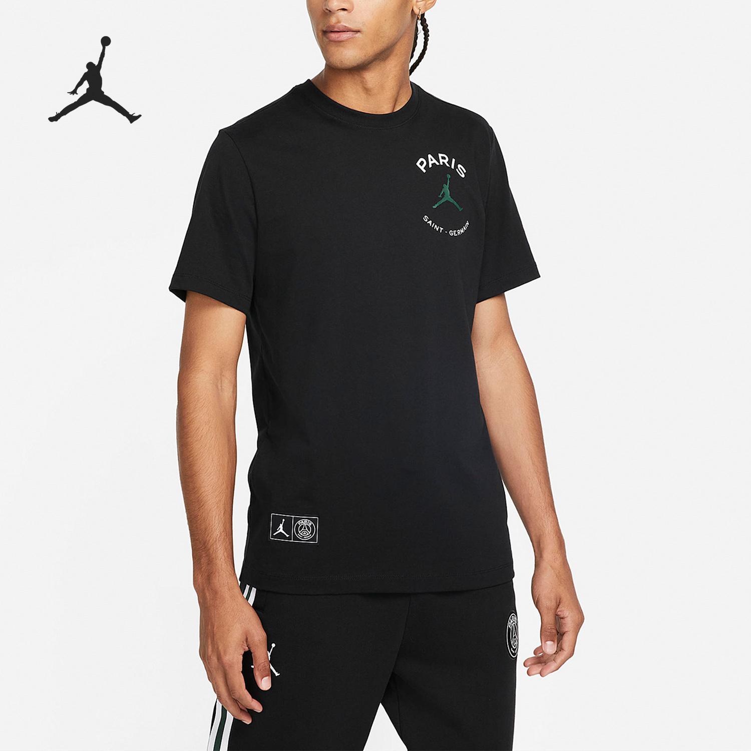 耐克男子PSG联名款字母印花短袖