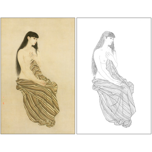 何家英人物工笔画白描实物打印稿