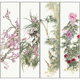 工笔画白描底稿梅兰竹菊四幅竖条屏陈军工笔花鸟实物打印线稿CJ69
