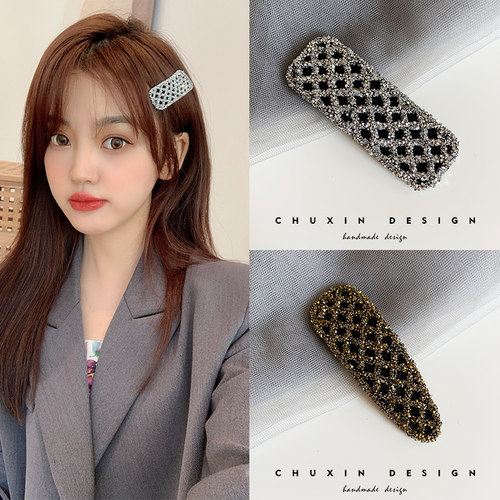 ins闪闪丝绒网红少女发夹水钻