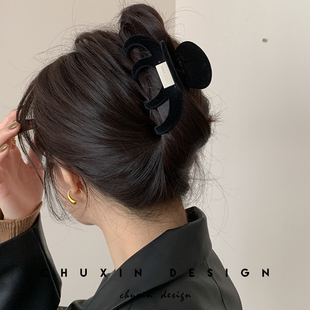 复古高级感南瓜抓夹2024年新款后脑勺盘发鲨鱼夹毒多发量发抓头饰