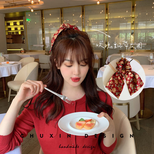 超仙少女流苏碎花大肠圈宽边发带