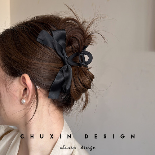 高级感气质蝴蝶结抓夹2025新款织带多发量盘发鲨鱼夹发夹头饰韩国