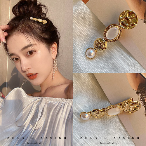 复古巴洛克珍珠发夹气质少女顶夹