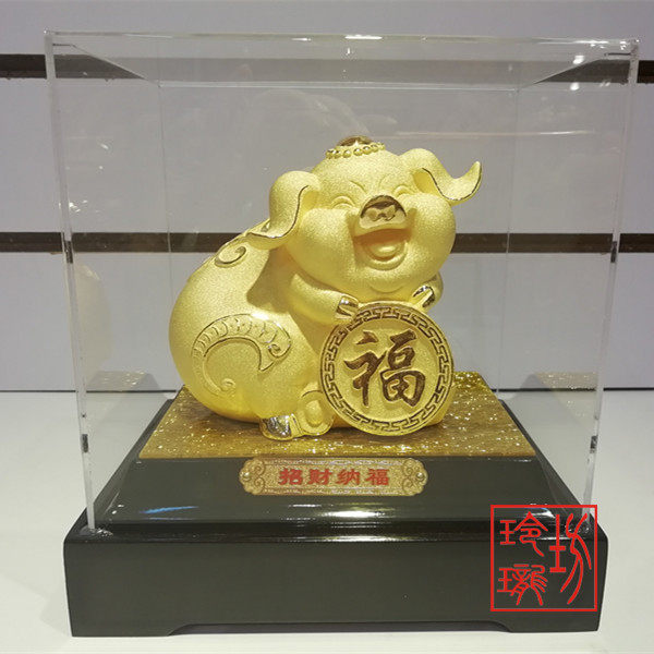 绒沙金 黄金摆件开业庆典 招财纳福百财百福 聚财金猪 发财猪动物