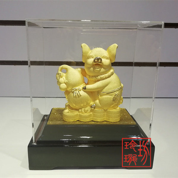 绒沙金 黄金摆件 开业庆典 吉祥福禄 百财百福 聚财金猪 发财猪