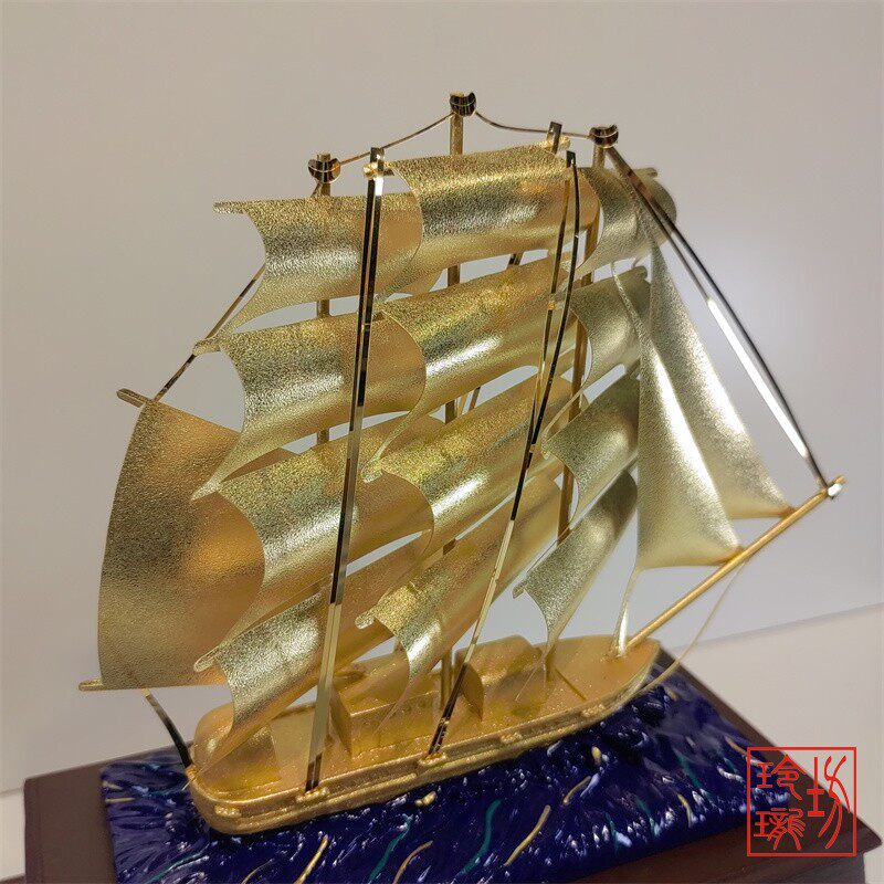 金箔精品黄金金银摆件一帆风顺船摆放同事简约送礼桌面创意日常