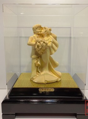 摆件婚庆礼品永结同心公仔绒沙金
