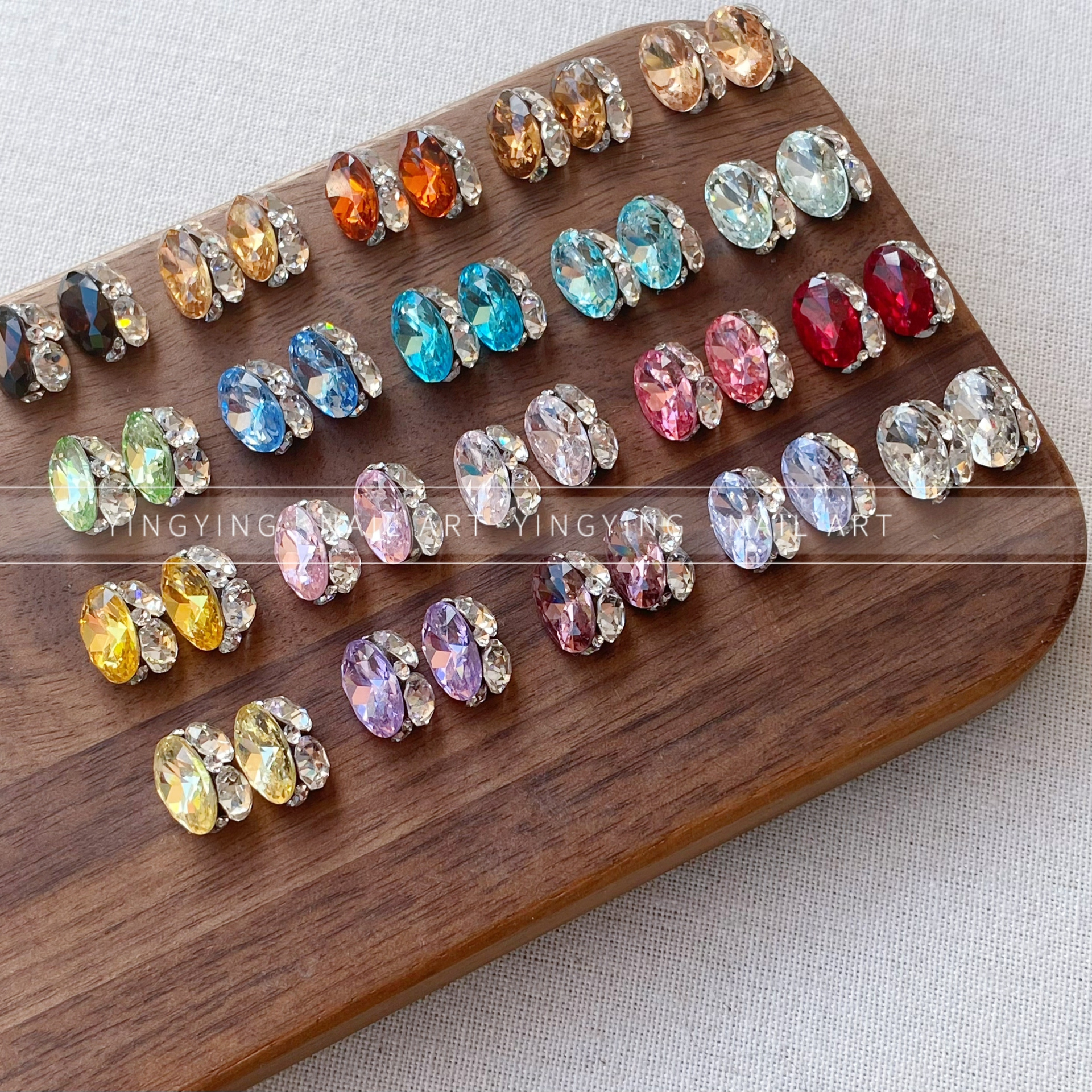 颖颖美甲爆闪高品质鸽子蛋纯手工无底托堆钻饰品闪钻轻奢指甲钻