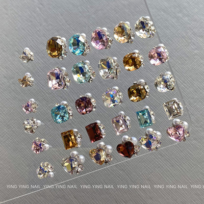 美甲成品堆钻K9超闪精品爱心钻饰