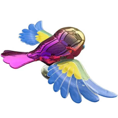 骑手公仔头盔汽车载小鸟伴飞趣味玩偶装饰会动电动车仿真摆件翅膀