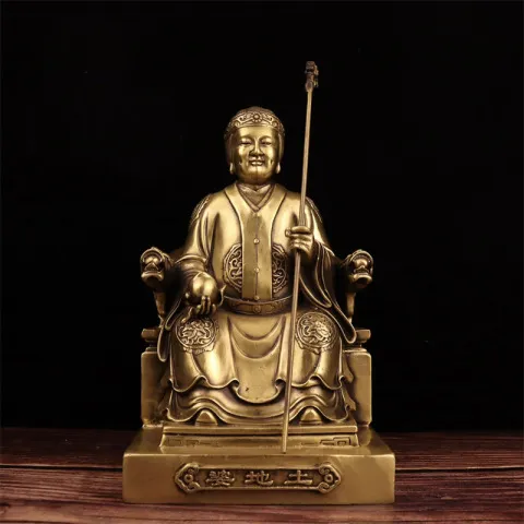 神像摆件土地婆大号供奉黄铜家用土地公摆设古韵斋工艺