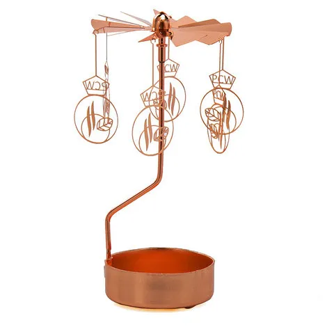 玫瑰金金属旋转网红走马灯自动香薰直供热能欧美提神烛台款式