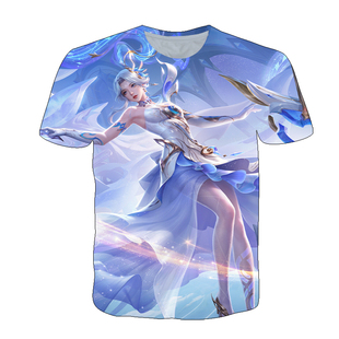 王者荣耀伽罗最初的交响衣服3D印花短袖T恤衫女中学生少年cos上衣