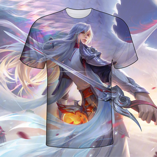 王者荣耀李白凤求凰衣服印花短袖春夏男女T恤衫中学生青少年上衣