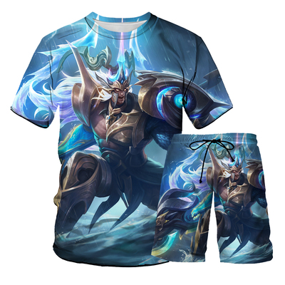 新王者荣耀吕布怒海麟威套装夏季新款套装男女学生沙滩裤潮流短裤