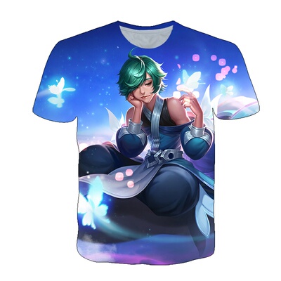 王者荣耀庄周原皮衣服3D印花短袖T恤衫马超女中小学生少年cos上衣