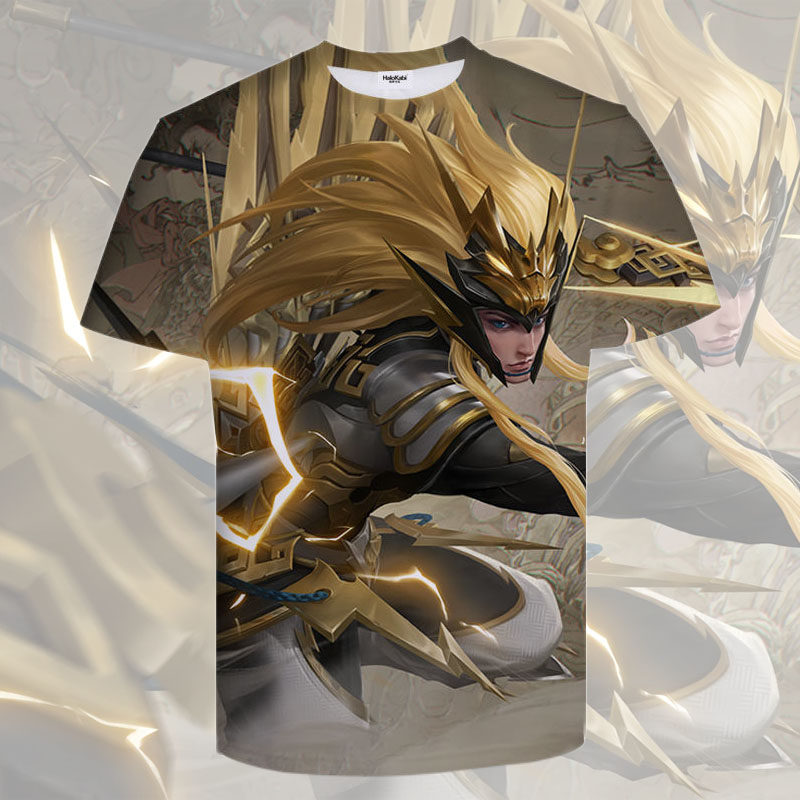 2025王者荣耀衣服3D印花短袖李信马超衣服神威T恤衫中学生青少年