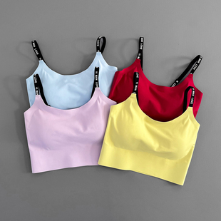 健身无痕裸感运动内衣女外穿一体杯瑜伽吊带美背心训练健身文胸新