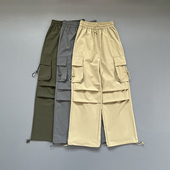 工装 宽松直筒裤 运动裤 松紧高腰抽绳束脚休闲裤 女春秋2026新款 美式