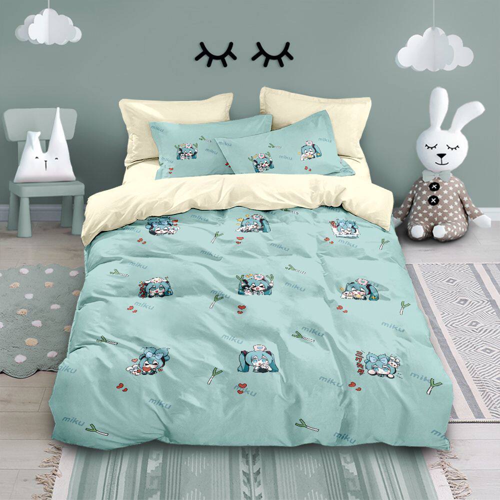 初音未来全棉二次元被套四件套卡通可爱冬季学生宿舍卧房床笠床单