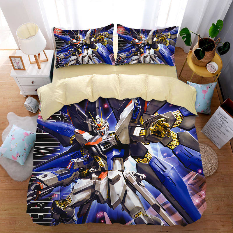 定做儿童卡通高达全棉四件套男孩卧室床上床单三件套纯棉被套被单