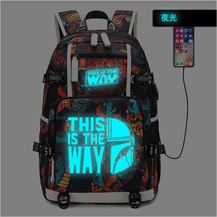 2024星球大战 曼达洛人 双肩包 star wars周边 学生书包 花纹旅行