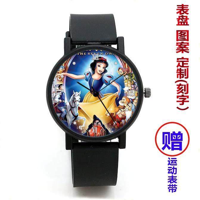 2024白雪公主卡通手表女孩儿童学生时钟小学生只看时间照片定制刻