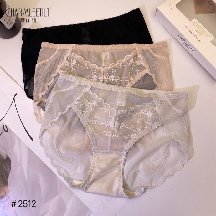 精品三条装魅丽翘浪漫之选内裤女蕾丝中腰性感无痕三角裤女包臀