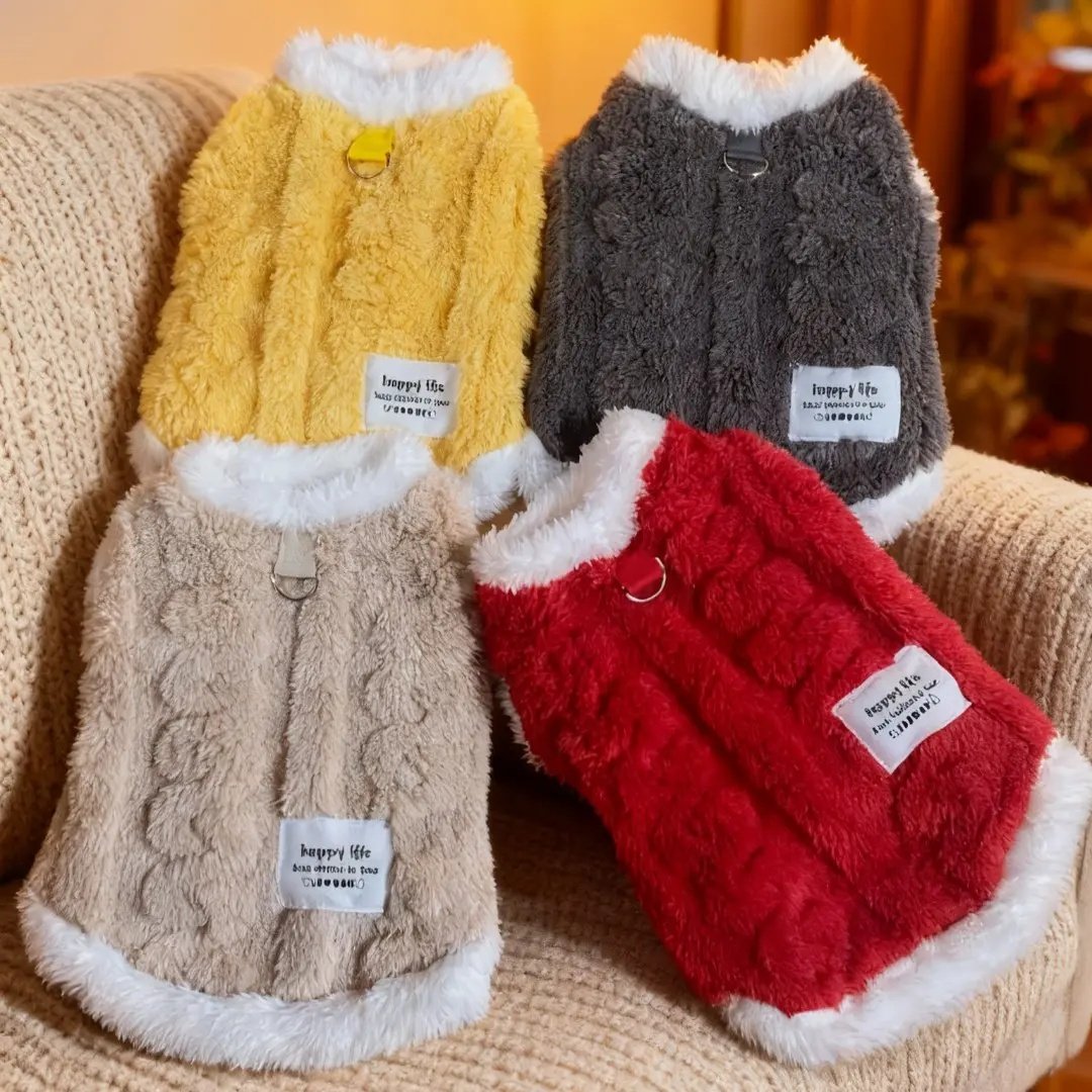 秋冬款宠物加绒加厚保暖牵引背心比熊边牧金毛等小中大型犬猫通用