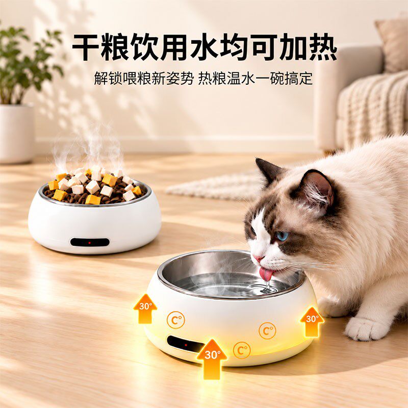 恒温加热防打翻猫狗饮水碗