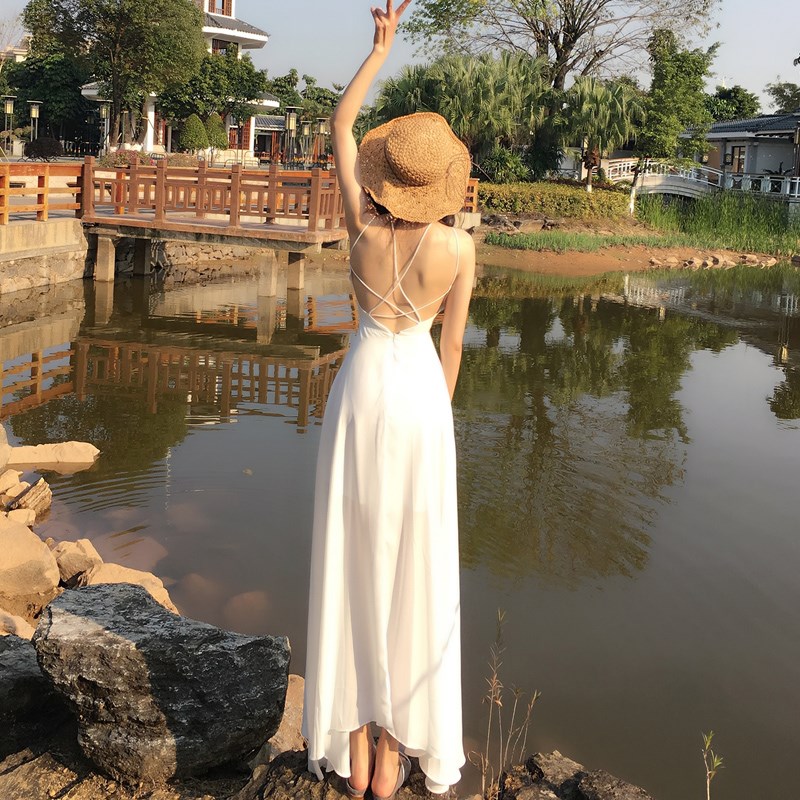 ins超火泰国巴厘岛三亚长裙女海边度假旅游拍照沙滩裙.连衣裙超仙