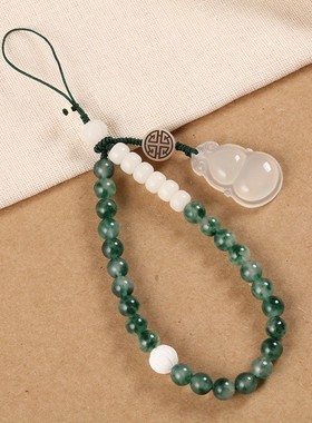 2026中国风水草玛瑙玉石手机链挂绳创意短手腕装饰挂件女个性挂脖