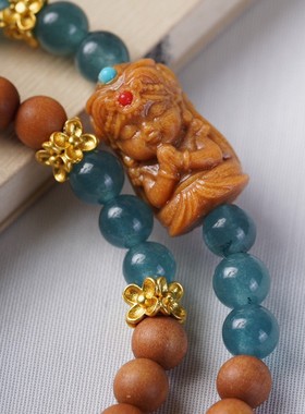 2026芭比檀蓝菲扎基拉姆双圈手串芭比檀6mm手链搭配蓝菲中式国风