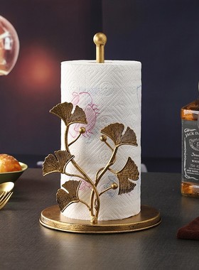 2026跨境新款厨房轻奢纸巾架玫瑰造型艺术卷纸架多功能金属收纳架