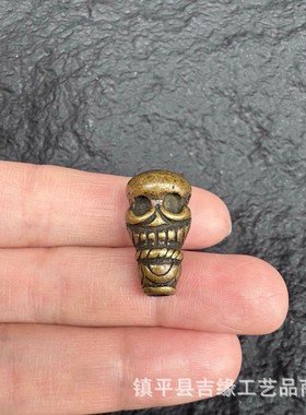 2026藏式黄铜小骷髅头三通饰品配件手链项链串珠佛珠吊坠