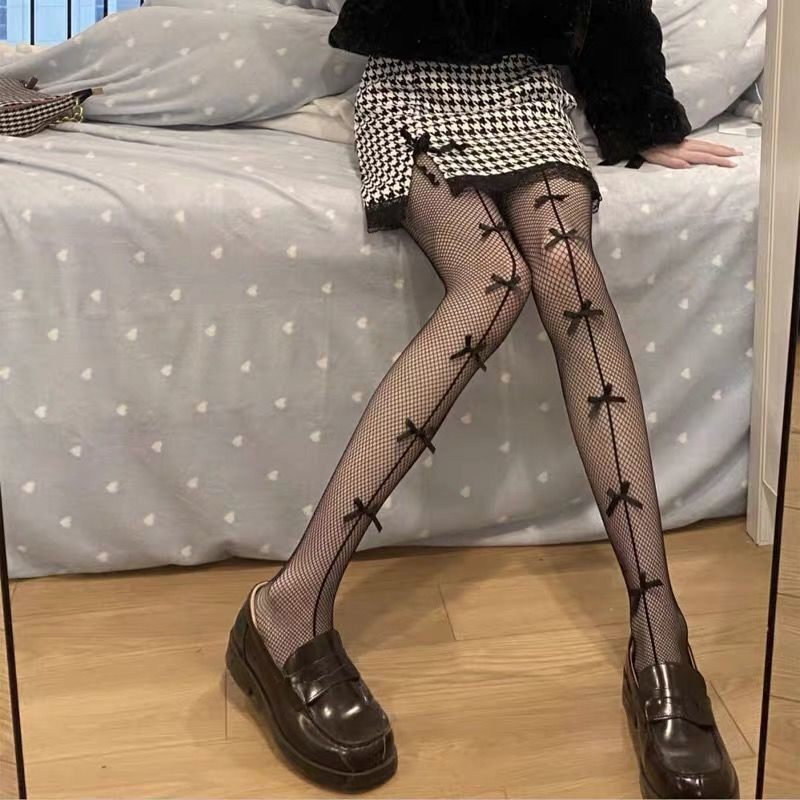 蕾丝吊带袜蝴蝶结黑丝袜