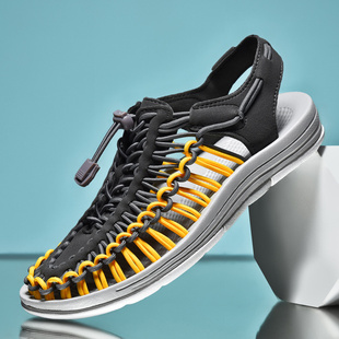 大码 包头拖鞋 外穿防滑青春潮流开车运动休闲沙滩洞洞凉鞋 夏季 男士