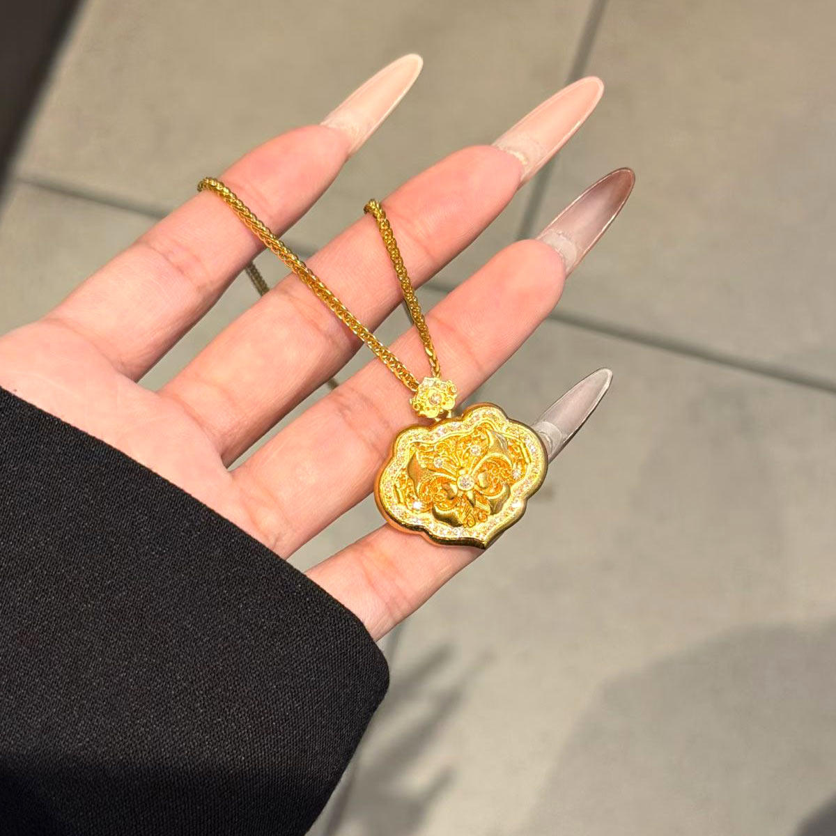 足金999金庭花锁黄金吊坠新中式花丝宫廷风挂坠精致百搭送礼物