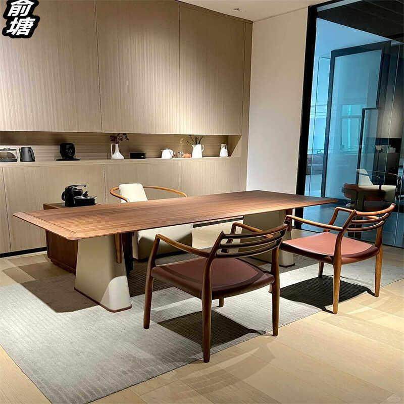 新中式茶桌意式极简实木餐椅家用北美黑胡桃原木餐厅书房靠背椅子,住宅家具,家用茶台/茶桌,淘宝优惠券,粉丝福利购,淘宝优惠卷