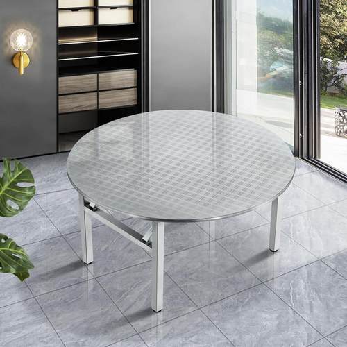 全不锈钢餐桌折叠大圆桌面家用户外可携式夜市摆摊简易野外露营桌